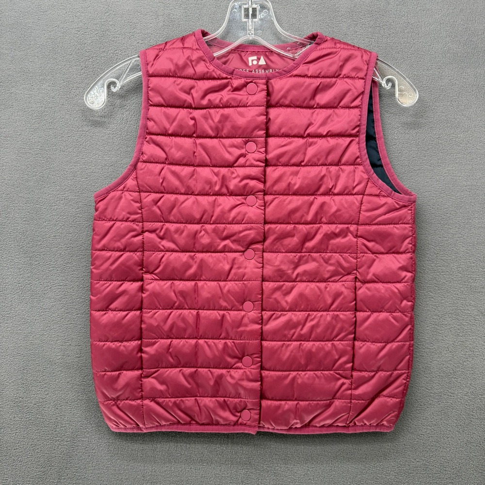Free Assembly Kids Packable Puffer Vest Berry Pink Size M 7/8 Quilted Snap Front